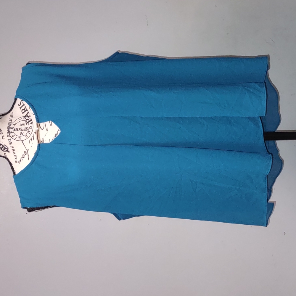 Elia Cher Sleeveless Teal High Low Women Tops Size 16 100% Polyester
